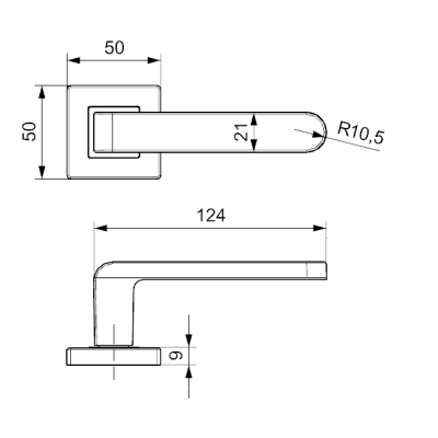 K02 BB kľučka na dvere čierna