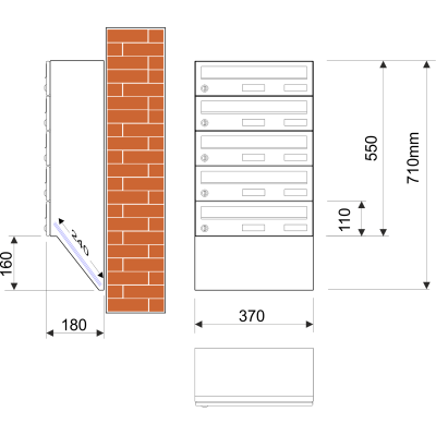 M37U/5 schránka úkosová RAL7016 M37U/5 schránka úkosová RAL7016