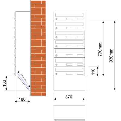 M37U/7 schránka úkosová RAL7016 M37U/7 schránka úkosová RAL7016
