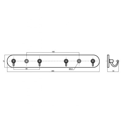 METODEJ vešiak 4 háčiky nerez-chróm