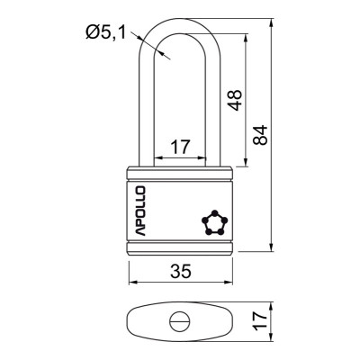 RV.APOLLO.35.PL.CRN visiaci zámok RV.APOLLO.35.PL.CRN visiaci zámok