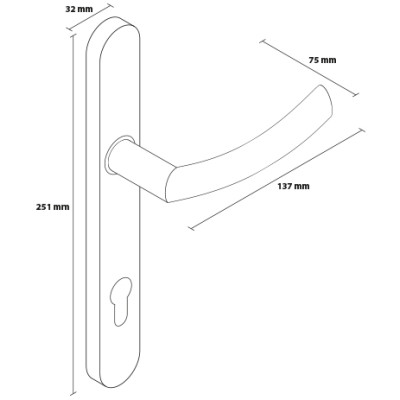 Ročka PROXIMA z dolgim ščitom, nerjaveče jeklo.