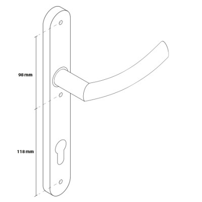 Ročka PROXIMA z dolgim ščitom, nerjaveče jeklo.