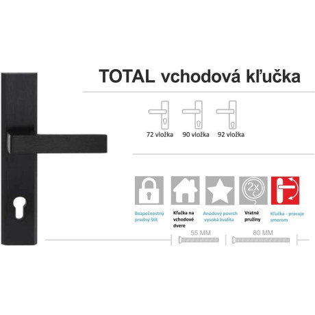 TOTAL vhodna ključavnica - ključka črna