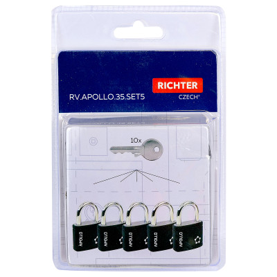 RV.APOLLO.35.SET5.CRN - komplet 5 visečih kljuk za vrata RV.APOLLO.35.SET5.CRN - komplet 5 visečih kljuk za vrata