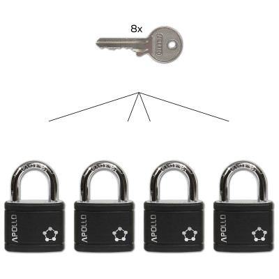 RV.APOLLO.40.SET4.CRN - Komplet štirih črnih visečih zámkov RV.APOLLO.40.SET4.CRN - Komplet štirih črnih visečih zámkov