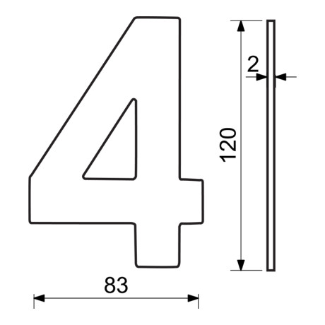 RN.120L.4.MD - številka "4", 120mm, medena barva