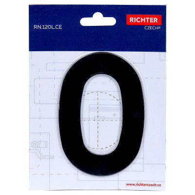 RN.120L.0.CE številka "0" 120mm mat črno RN.120L.0.CE številka "0" 120mm mat črno