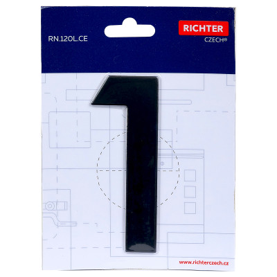 RN.120L.1.CE številka "1" 120mm mat črna. RN.120L.1.CE številka "1" 120mm mat črna.