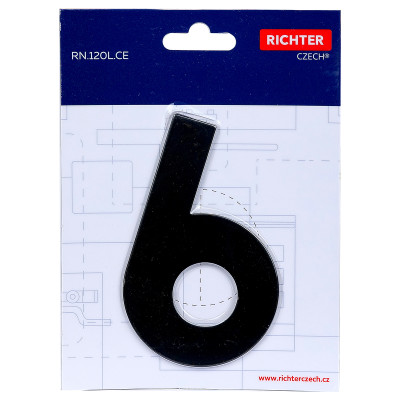 RN.120L.6.CE številka "6" 120 mm mat črna RN.120L.6.CE številka "6" 120 mm mat črna