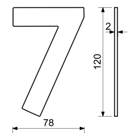 RN.120L.7.CE številka "7" 120 mm mat črna