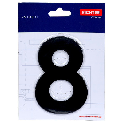 RN.120L.8.CE številka "8" 120mm mat črne barve RN.120L.8.CE številka "8" 120mm mat črne barve