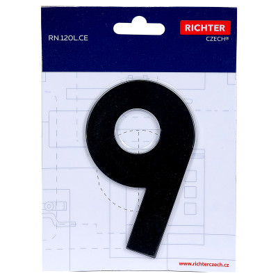 RN.120L.9.CE številka "9" 120 mm mat črna