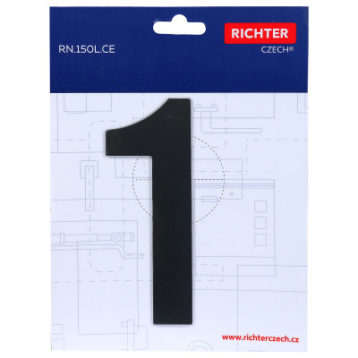 RN.150L.1.CE številka "1" 150mm mat črna RN.150L.1.CE številka "1" 150mm mat črna