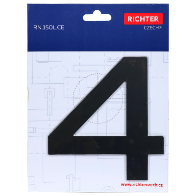 RN.150L.4.CE številka "4" 150 mm črna mat RN.150L.4.CE številka "4" 150 mm črna mat