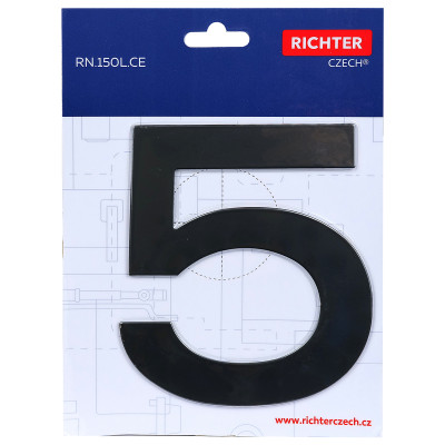 RN.150L.5.CE številka "5" 150 mm črna mat