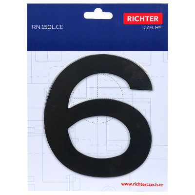 RN.150L.6.CE številka "6" 150mm mat črna RN.150L.6.CE številka "6" 150mm mat črna