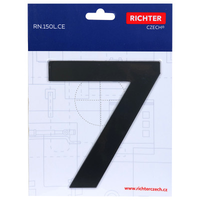 RN.150L.7.CE številka "7" 150 mm črna mat