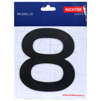 RN.150L.8.CE številka "8" 150 mm črna mat