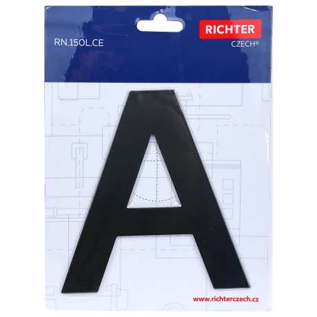 RN.150L.A.CE, črno mat, 150 mm, s črkou "A". Ta izdelek je del kategorije "Dolgi ščit" na našem e-shopu.