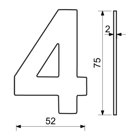 RN.75L številka "4" 75 mm nerjaveče