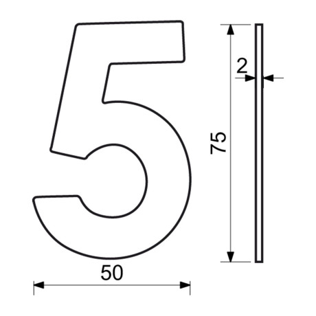 RN.75L številka "5" 75 mm nerjaveče