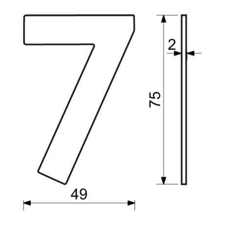 RN.75L številka "7" 75 mm Nerjaveče