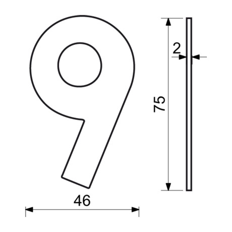 RN.75L številka "9" 75 mm nerjaveče