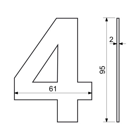 RN.95L.4.N številka "4" 95mm nerjaveče