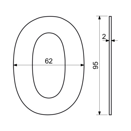 RN.95L.0.N številka "0" 95mm nerjaveče