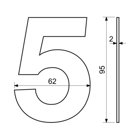 RN.95L.5.N številka "5" 95mm nerjaveče