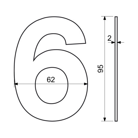 RN.95L.6.N številka "6" 95mm nerjaveče