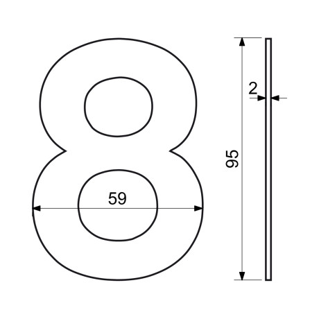 RN.95L.8.N. - Številka "8", 95mm, nerjaveče jeklo