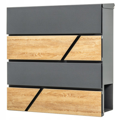 NIKA poštni nabiralnik antracit + imitacija lesa