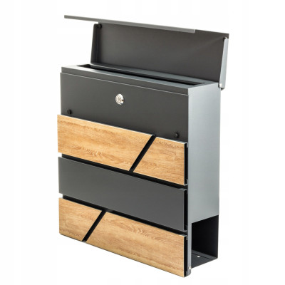 NIKA poštni nabiralnik antracit + imitacija lesa