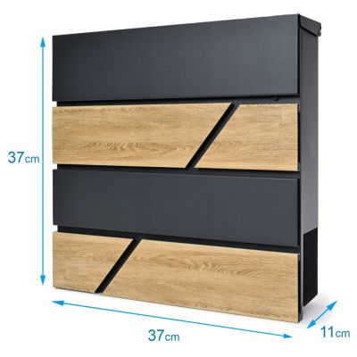 NIKA poštni nabiralnik antracit + imitacija lesa