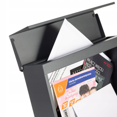 NIKA poštni nabiralnik antracit + imitacija lesa