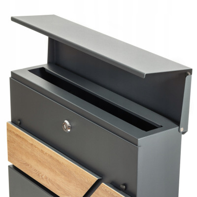 NIKA poštni nabiralnik antracit + imitacija lesa