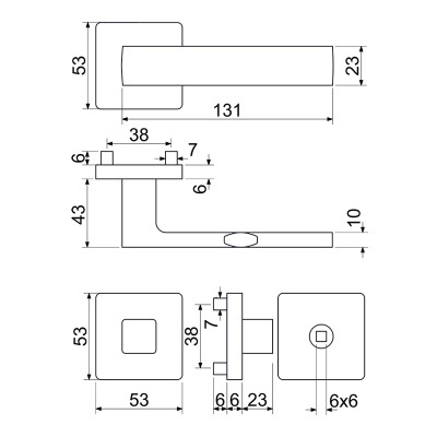 RK.C26.MODENA.WC.ANT kljuka za vrata