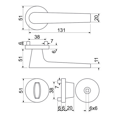 RK.K16.BOLOGNA.WC.NIMAT kljuka za vrata