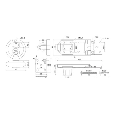RGV.118.CRN/D70 zanka + viseča ključavnica