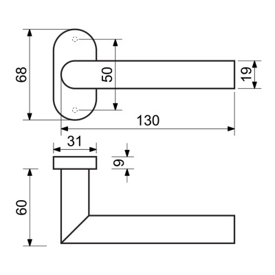 RK.F.1967.CE - Ročka za vrata črna