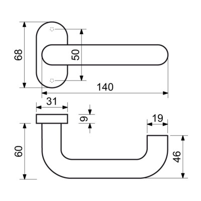 RK.F.1968.N kljuka za vrata nerjavečega jekla