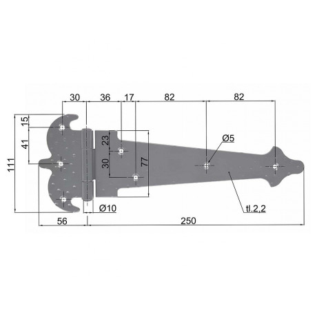 Dekorativni obešalnik 250mm RUSTIKO črn (1 par)