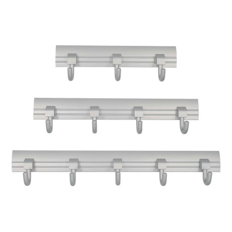 BRUNO obešalnik s 4 kavlji, aluminijast, 294mm