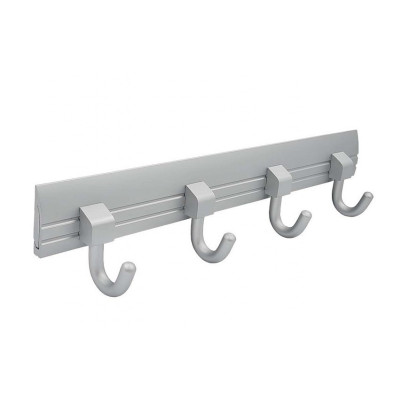 BRUNO obešalnik s 4 kavlji, aluminijast, 294mm