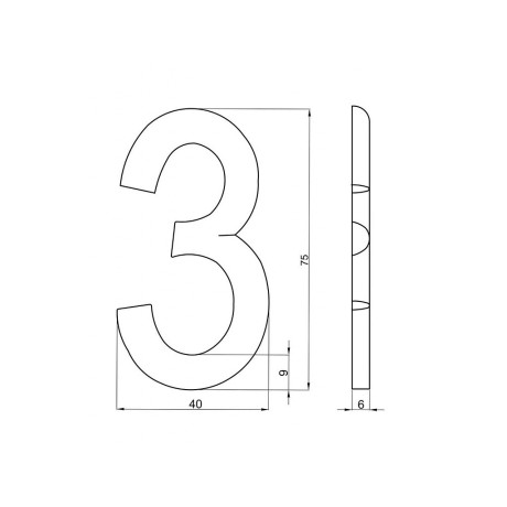Številka "3" 75mm bronasta