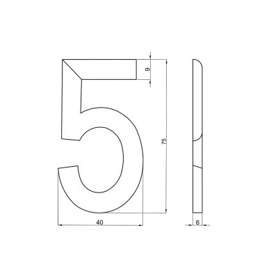 Številka "5" 75mm bronasta