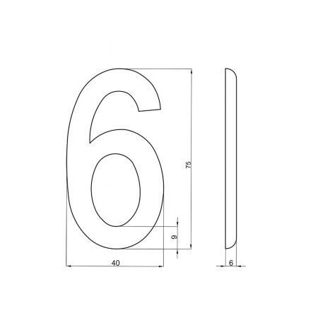Številka "6" 75mm bronasta