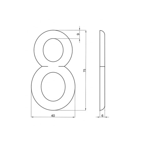 Številka "8" iz brona, premer 75 mm.